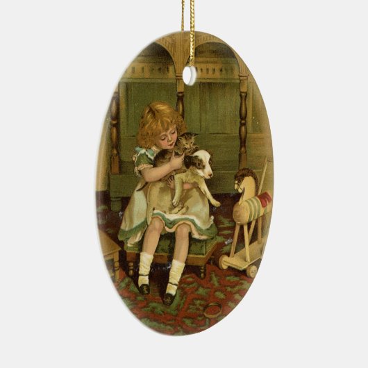 Ornement En Céramique Jovely Child Holding a Kitten Ornament (Droite)