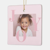 Ornement En Céramique JOY Blush Pink Modern Christmas | Personalized (Gauche)