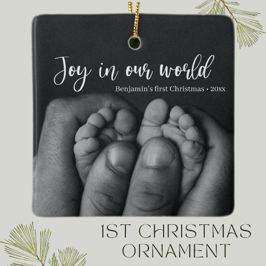 Ornement En Céramique "Joy in our world" Fêtes de Noël pour bébé