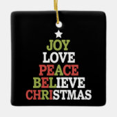 Ornement En Céramique Joy Love Peace Believe Christmas Tree Family (Devant)