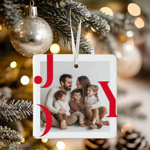 Ornement En Céramique JOY Noël Photo de famille personnalisée