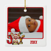 Ornement En Céramique Joy Reindeer 2 Photo 1er Noël du bébé (Dos)