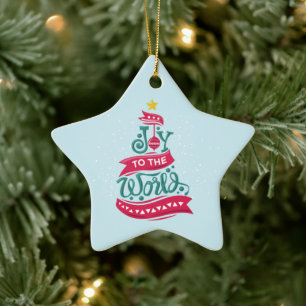 Ornement En Céramique Joy to the World Christmas Citation Typographie