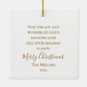 Ornement En Céramique Joy To The World Personnalisé Élégant Noël (Dos)