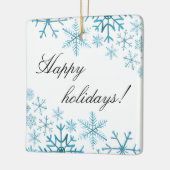 Ornement En Céramique Joyeuses fêtes bleu flocon (Gauche)