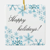 Ornement En Céramique Joyeuses fêtes bleu flocon (Devant)