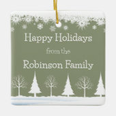 Ornement En Céramique Joyeuses fêtes Noël Sage Vert Personnalité Nom (Devant)