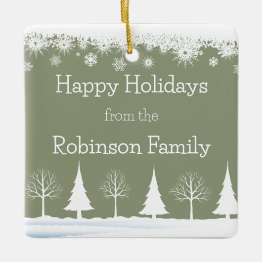 Ornement En Céramique Joyeuses fêtes Noël Sage Vert Personnalité Nom (Devant)