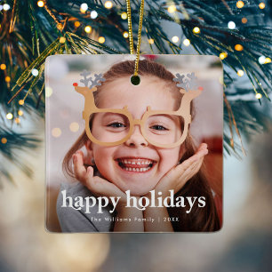 Ornement En Céramique Joyeuses fêtes Photo Noël Ornament en céramique