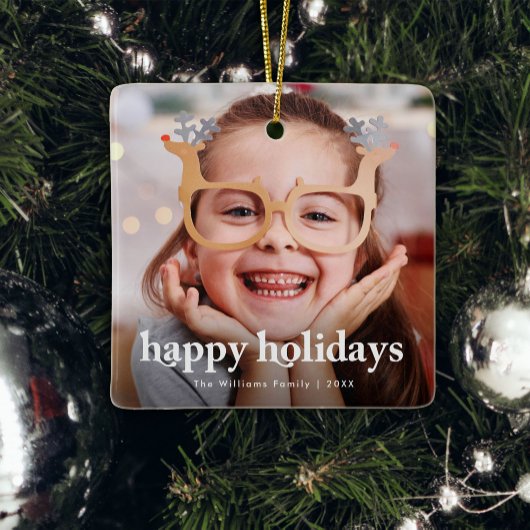 Ornement En Céramique Joyeuses fêtes Photo Noël Ornament en céramique