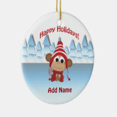 Ornement En Céramique Joyeuses fêtes ! Singe d'hiver (Droite)