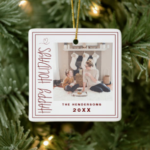 Ornement En Céramique Joyeuses vacances Minimaliste carte de Noël Bourgo