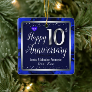 Ornement En Céramique Joyeux 10e anniversaire Mariage Nom personnalisé