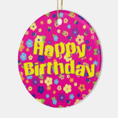 Ornement En Céramique Joyeux anniversaire en fleurs (Gauche)