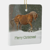 Ornement En Céramique Joyeux Cheval de Noël dans la neige (Droite)