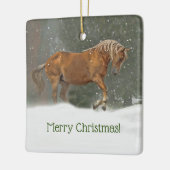 Ornement En Céramique Joyeux Cheval de Noël dans la neige (Gauche)