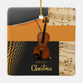 Ornement En Céramique Joyeux Conception de violon de Noël (Dos)