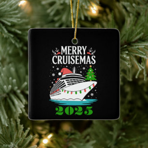 Ornement En Céramique Joyeux Cruisemas Personnalisé Famille Bateau de Cr
