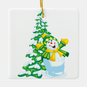 Ornement En Céramique Joyeux dessin de Snowman