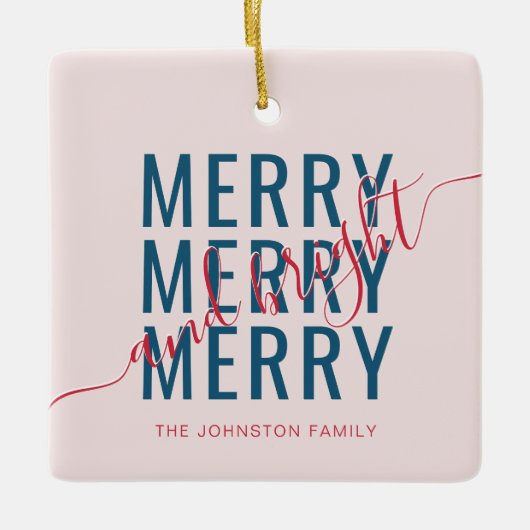 Ornement En Céramique Joyeux et lumineux Noël (Devant)