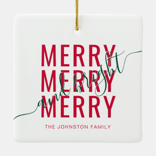 Ornement En Céramique Joyeux et lumineux Noël (Dos)