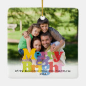 Ornement En Céramique Joyeux Et Lumineux Noël Photo (Dos)