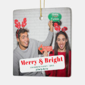 Ornement En Céramique Joyeux Festif Et Bright Script photo Noël (Gauche)