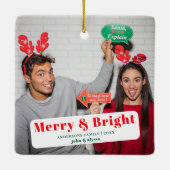 Ornement En Céramique Joyeux Festif Et Bright Script photo Noël (Dos)