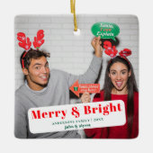 Ornement En Céramique Joyeux Festif Et Bright Script photo Noël (Devant)