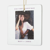 Ornement En Céramique Joyeux Mariage violet et marié photo Noël (Gauche)