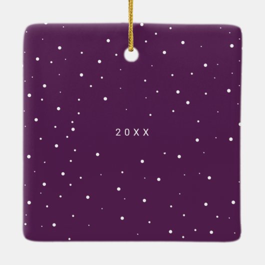 Ornement En Céramique Joyeux Mariage violet et marié photo Noël (Dos)