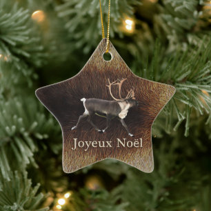 Ornement En Céramique Joyeux Noё l - Bull Caribou (Reindeer)