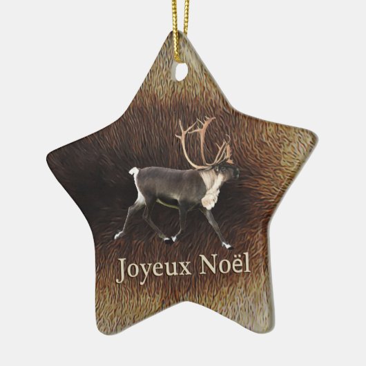 Ornement En Céramique Joyeux Noё l - Bull Caribou (Reindeer) (Gauche)