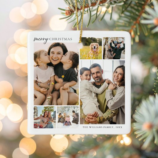 Ornement En Céramique Joyeux Noël 6 Photo Collage