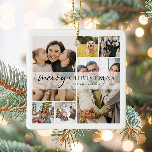 Ornement En Céramique Joyeux Noël 6 Photo Collage