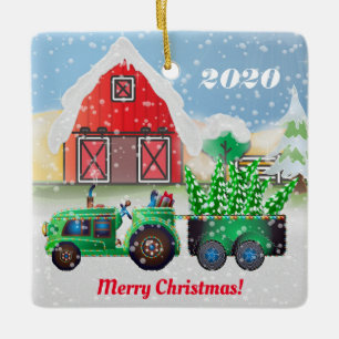 Ornement En Céramique Joyeux Noël à la ferme Country