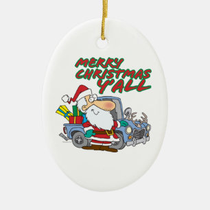 Ornement En Céramique joyeux noël à tous les santa redneck