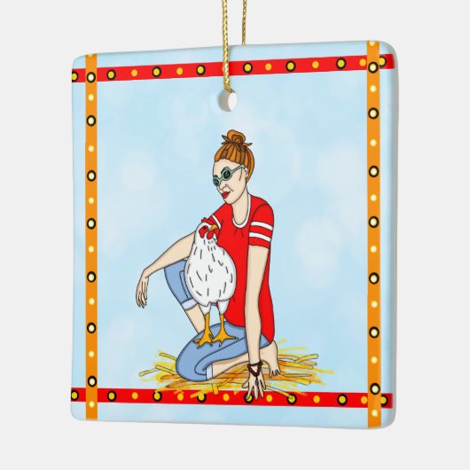 Ornement En Céramique Joyeux Noël à un poussin Cool (Gauche)