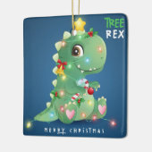 Ornement En Céramique Joyeux Noël Arbre Rex Dinosaur (Gauche)
