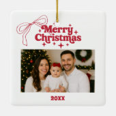 Ornement En Céramique Joyeux Noël arc rouge main dessiné rétro (Dos)