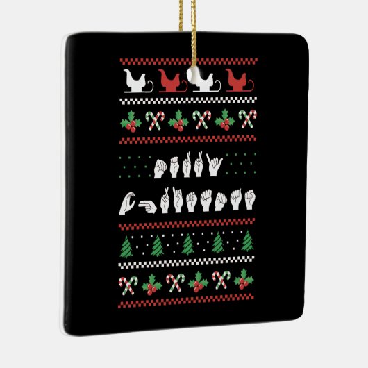 Ornement En Céramique Joyeux Noël - ASL American Sign Language I (Droite)
