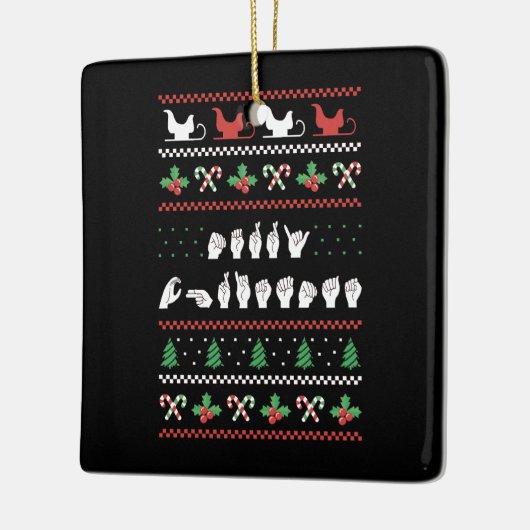 Ornement En Céramique Joyeux Noël - ASL American Sign Language I (Gauche)