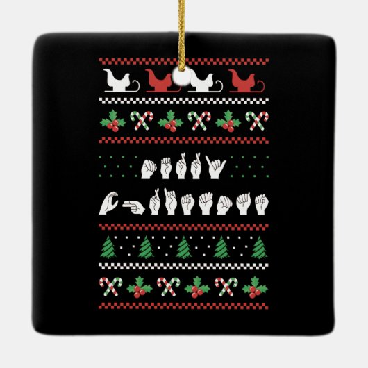 Ornement En Céramique Joyeux Noël - ASL American Sign Language I (Dos)