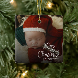 Ornement En Céramique Joyeux Noël Bébé Photo