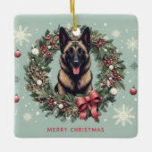 Ornement En Céramique Joyeux Noël Belge Malinois Chien Noël Noël (Devant)