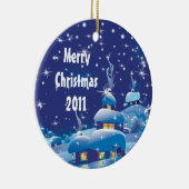 Ornement En Céramique Joyeux Noël - Bleu (Droite)