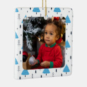 Ornement En Céramique Joyeux Noël bleu sapin de Noël personnalisé (Droite)