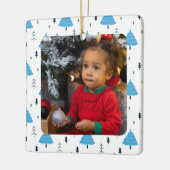 Ornement En Céramique Joyeux Noël bleu sapin de Noël personnalisé (Gauche)