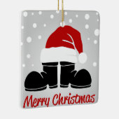 Ornement En Céramique Joyeux Noël Boot & Casquette (Droite)