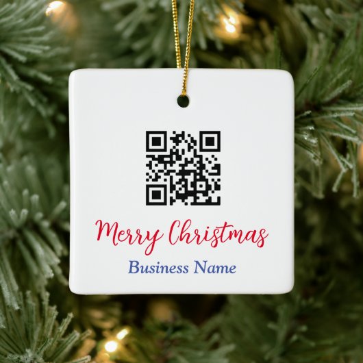 Ornement En Céramique Joyeux Noël, Code QR, Nom commercial (Arbre)